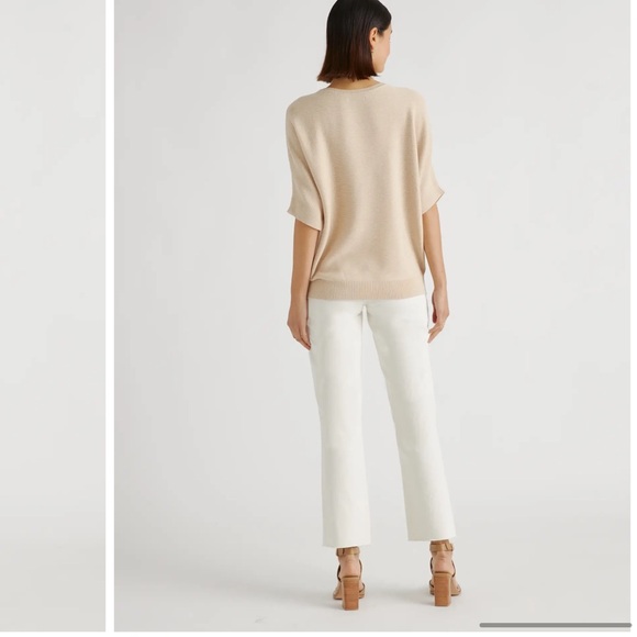 NWT QUINCE Lightweight Cotton Cashmere LinkStitch Dolman Sweater Oatmeal XL 2408 - Picture 2 of 12